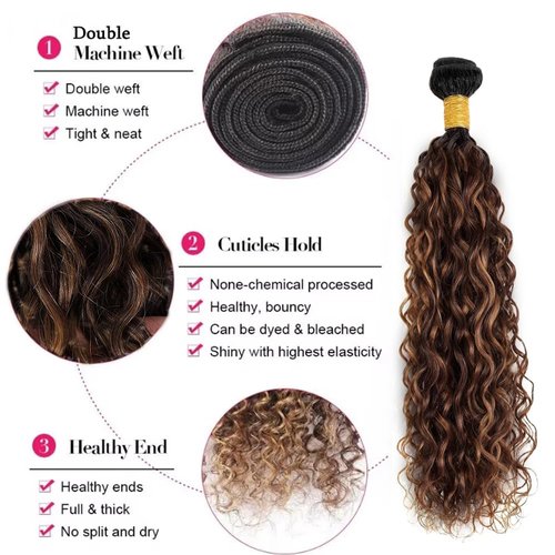 4/30 Human Hair Bundles Ombre Water Wave Human Hair Bundles #4 Water Wave Bundle 24 26 28 inch 4/30 Bundle 300g