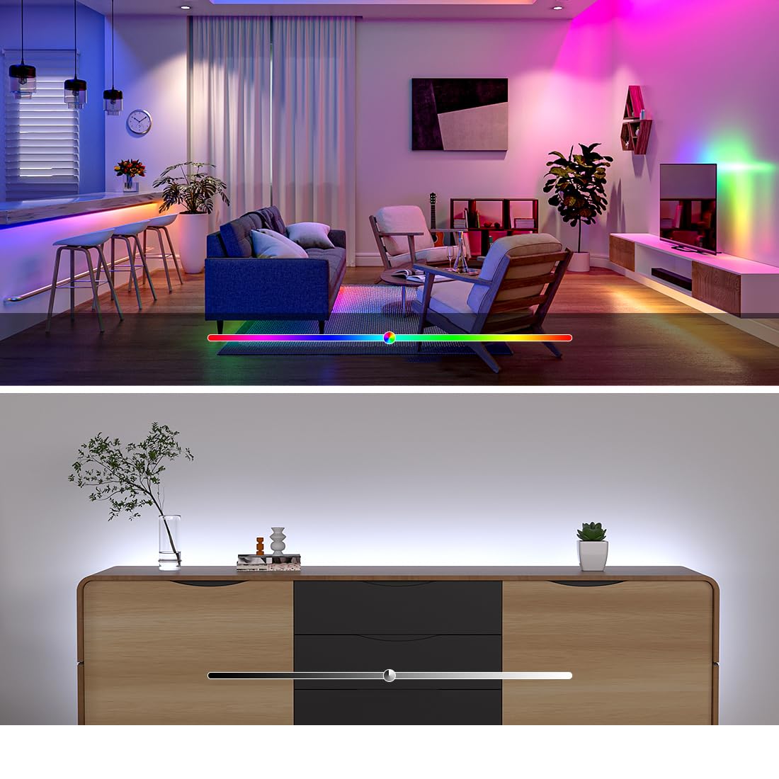 BTF-LIGHTING FCOB COB LED Strip WS2814 IC RGBW 6000K Flexible High Density Color Chasing Uniform Light 16.4FT DC12V 16IC/m 10mm Width for Home DIY Lighting Projects(No Adapter or Controller)