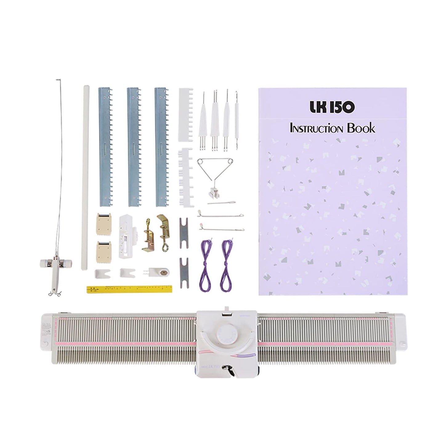 LK150 Knitting Machine Silver Reed Knitting Machine LK150 6.5mm Mid Gauge 150 Stitches Plastic Domestic Automatic Knitting Machine Includes Yarn Needles Accessories for Adults/Kids