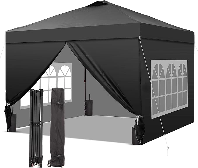 GDY 12x12 Pop Up Canopy Tent with 4 Sidewalls, Easy Set up with One Push Lift Gazebo with Wheel Bag and4 Sandbags,Carpas f...