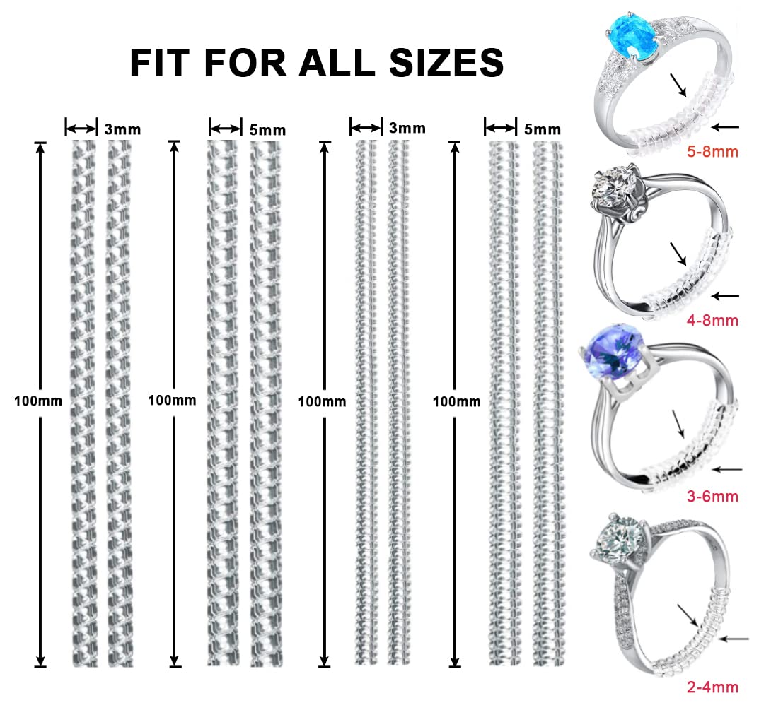Coopache Invisible Ring Size Adjuster for Loose Rings - Ring Guard, Ring Sizer, 4 Sizes Fit Almost Any Ring. [12pcs]