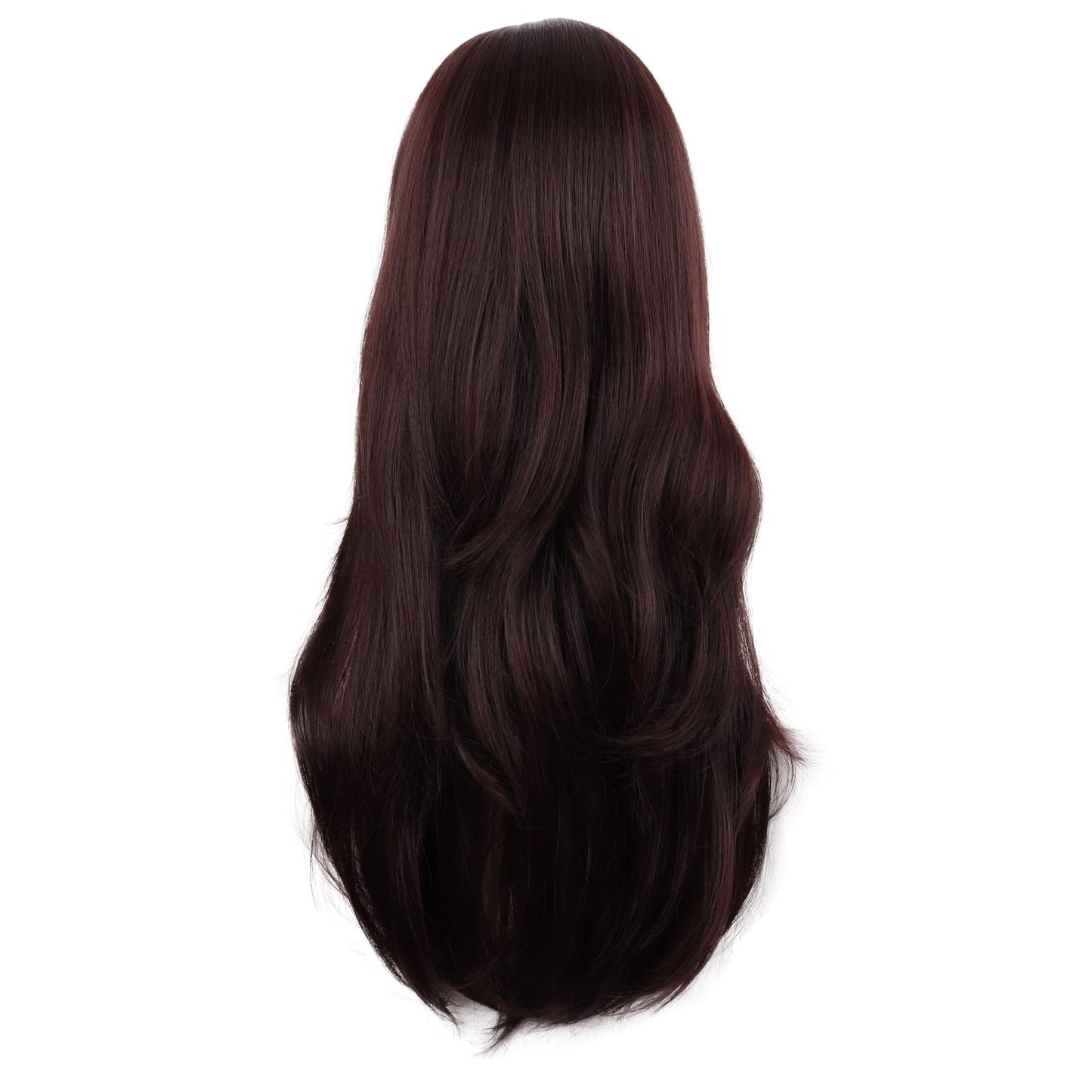 MapofBeauty 28 Inch/70 cm Long Curtain Bangs Synthetic Fiber Wavy Curly Heat Resistant Cosplay Party Wig (Dark Brown)