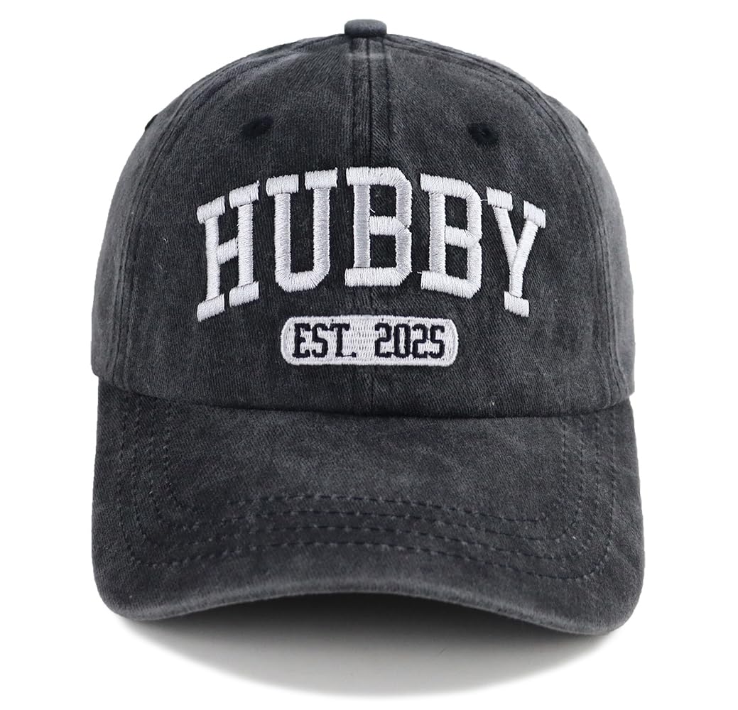 2 Pack Hubby Wifey Hats 2025, Couples Gifts for Bridal Shower Anniversary Honeymoon Engagement, Wedding for Him Her Wife Husband Mr Mrs Baseball Caps Black