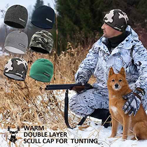 EMPIRELION Softshell Winter Fleece Lined Beanie Hats, 9" Running Skull Cap Thermal Tactical Watch Cap Men Women