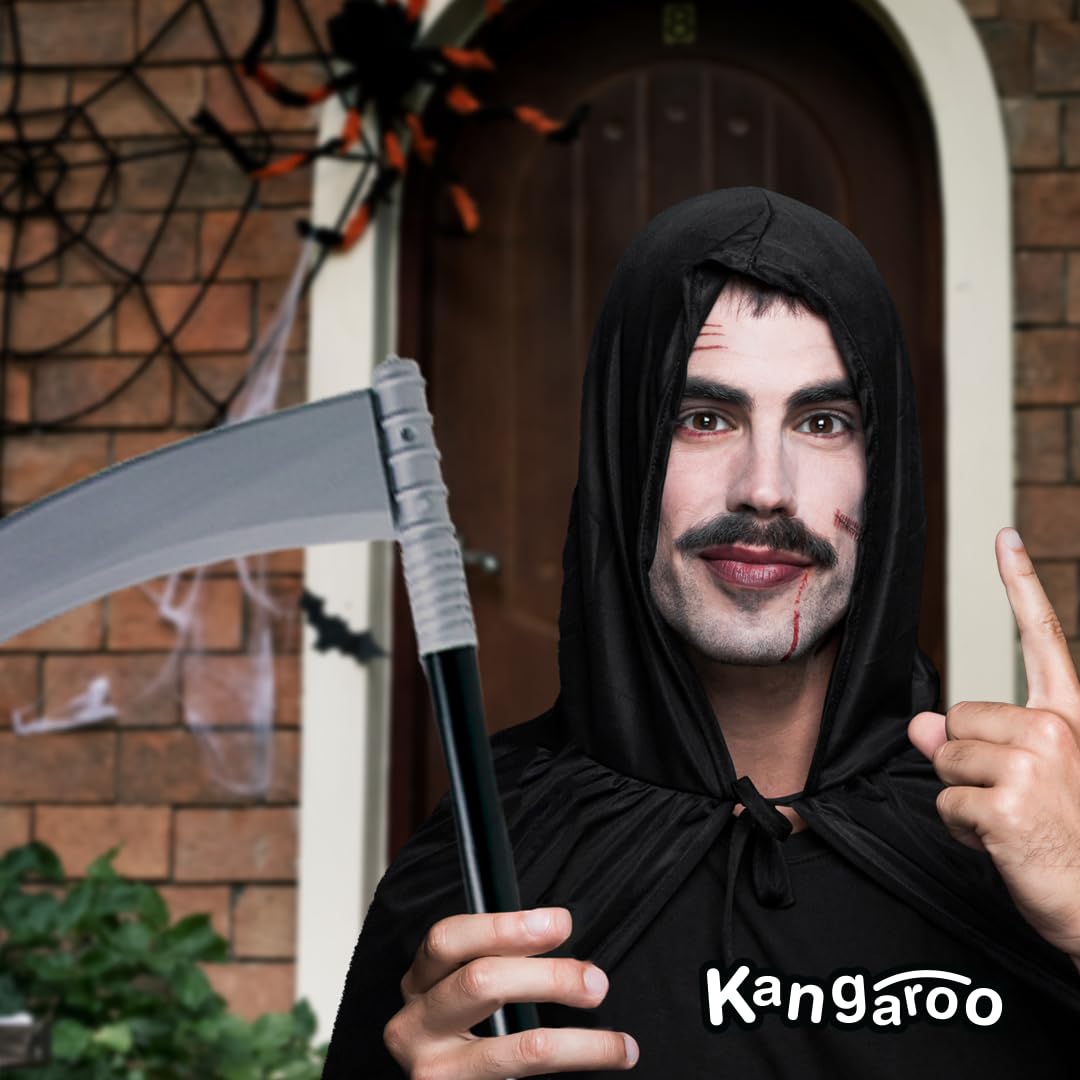 Kangaroo Grim Reaper Scythe Weapon – Prop for Halloween Parties – 40-inch Long Sickle for Kids and Adults – Halloween Weapons Grim Reaper Costume Scythe Prop – Plastic Scythe Toy