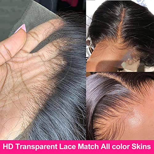 26 Inch Straight 13x6 HD Lace Front Wigs Human Hair 180% Density for Women Glueless 13x6 Lace Frontal Wig Pre Plucked Human Hair Natural Black