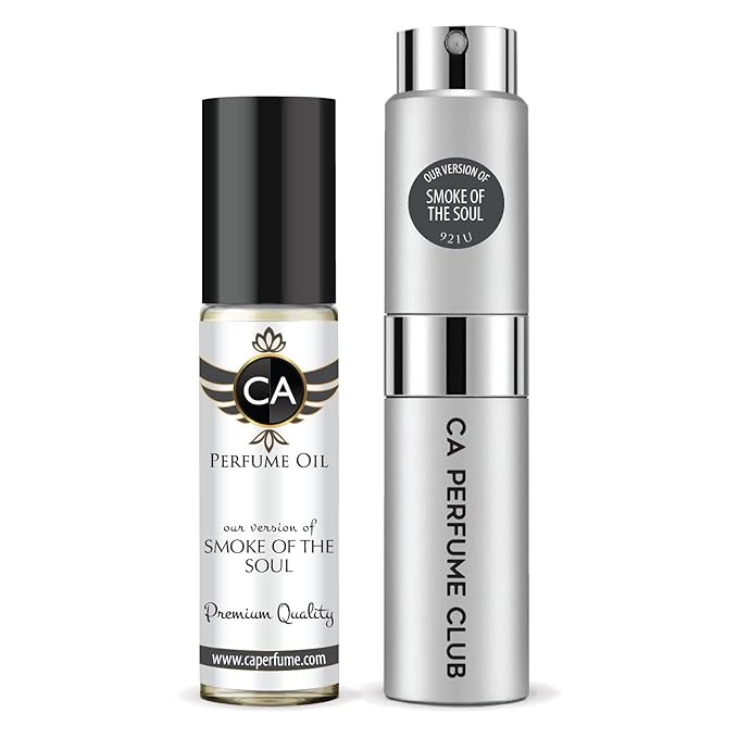 CA Perfume Duo Impression of Smoke Of The Soul For Women And Men Perfume Layering Set Long Lasting Travel Size EDP + Body Oil Roll-On Bottle 0.27 Fl Oz+0.33 Fl Oz