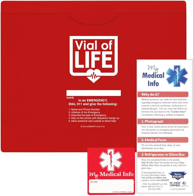 StoreSMART - Vial of Life Plus Info Pocket - Letter Size - Magnetic Back - 5 -Pack - LPFJ85RM-5
