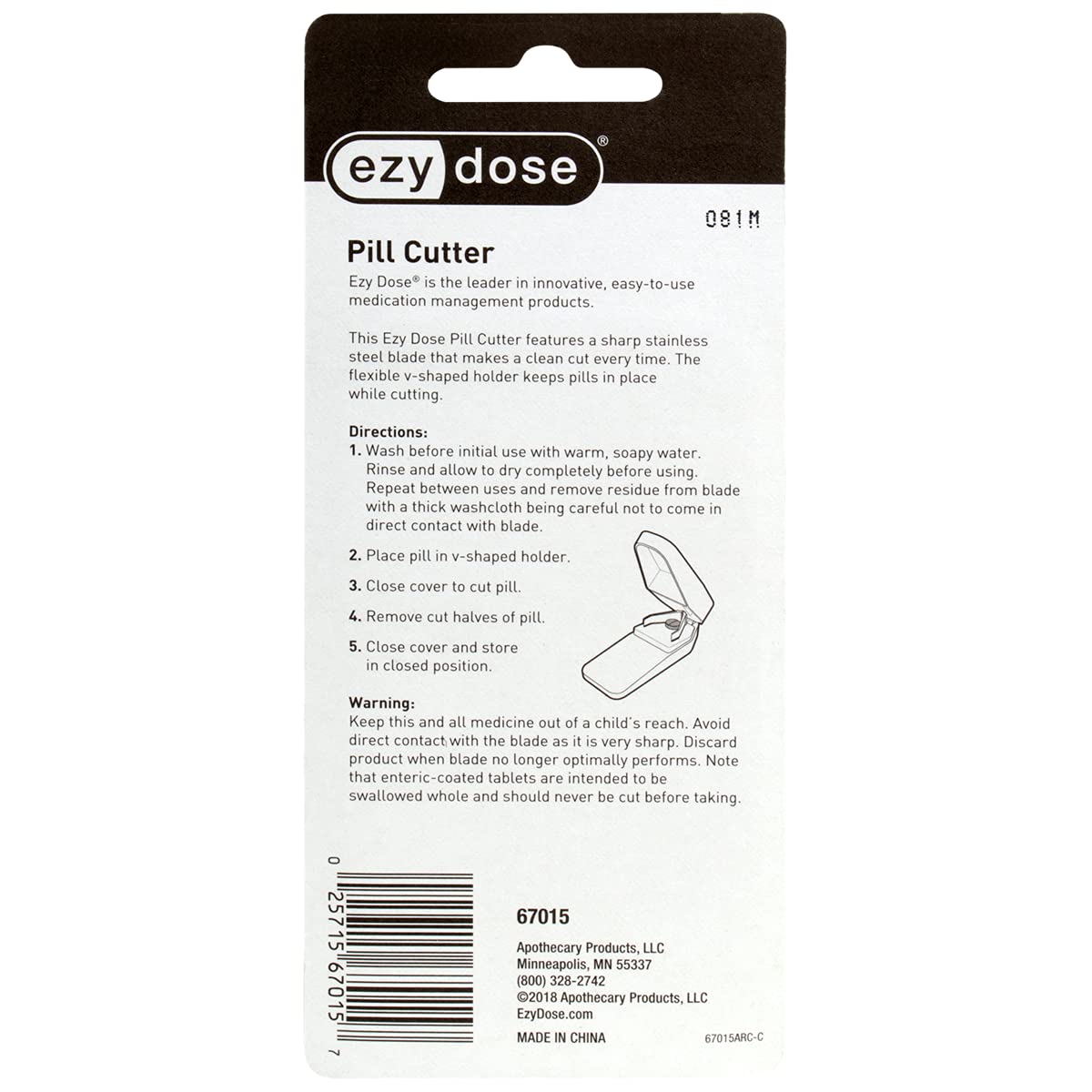 EZY DOSE Pill Cutter and Splitter Cuts Pills, Vitamins, Tablets Stainless Steel Blade Travel Sized Colors May Vary, 1 Count (Pack of 2) (67015)