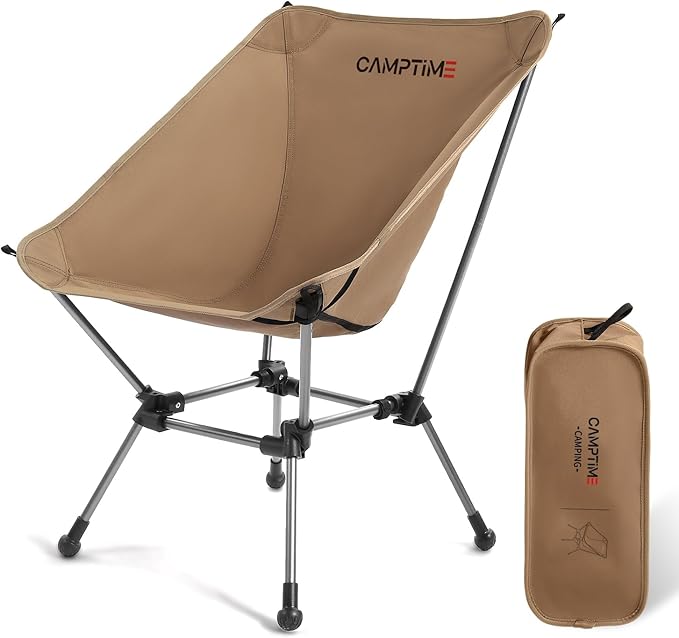 Camptime Portable Camping Chair Plus, Larger & Roomier, Compact and Lightweight, Folding Chair for Backpacking & Hiking, 3...