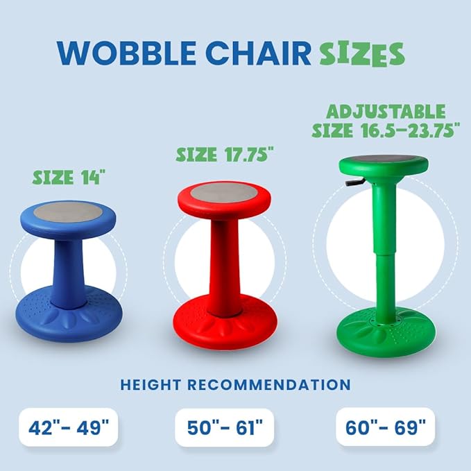 Studico ActiveChairs Adjustable Wobble Stool, Flexible Classroom Seating, Improves Focus, Posture & Helps ADHD/ADD, Sensory Chair, Active Desk Chairs, Adjusts from 16.65" to 23.75", Ages 13-18, Grey