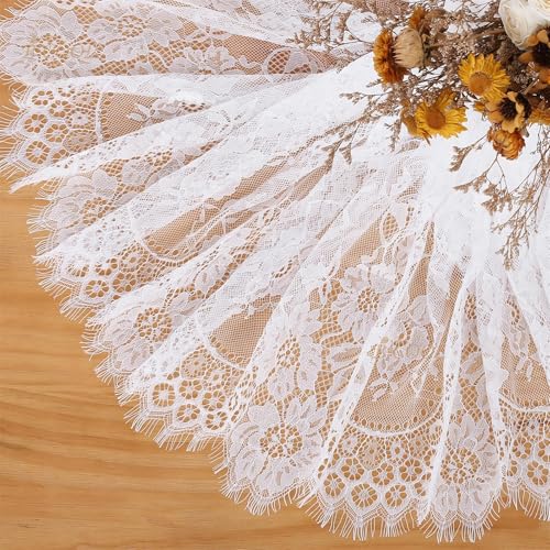 B-COOL White Lace Tablecloth 5 Pack 60 x 120 Inch Wedding Table Cloth Rustic Table Overlay Sheer Table Cloths for Vintage ...