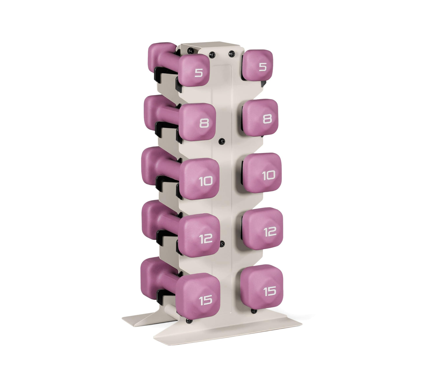 Tone Fitness 100 LB Neoprene Dumbbell Set with Storage Rack – Non-Slip, Anti-Roll Hand Weights for Home Gym Workouts | Light Gray Rack and Purple Dumbbells