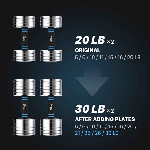 Northdeer 2.0 Upgraded Adjustable Steel Dumbbells Plates, Home Gym Workout for Men and Women, Compatible with Version 1.0 Dumbbell Set(2.5lbsx8) - Silver Version