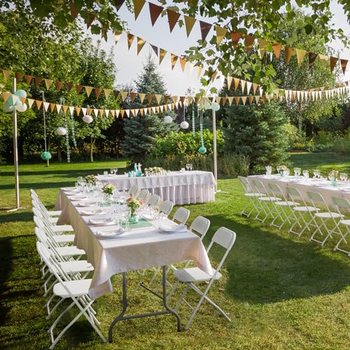 VINGLI 10 Pack White Plastic Folding Chair, Indoor Outdoor Portable Stackable Commercial Seat with Steel Frame 350lb. Capa...