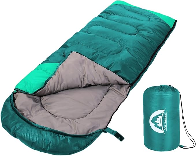 SWTMERRY Sleeping Bag 3 Seasons (Summer, Spring, Fall) Warm & Cool Weather - Lightweight,Waterproof Indoor & Outdoor Use f...