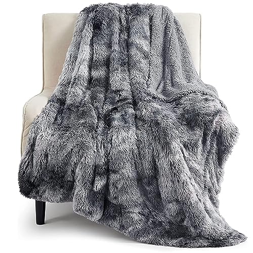 Bedsure GentleSoft Fluffy Fuzzy Faux Fur Throw Blanket for Couch, Soft Sherpa Fleece Cozy Gifts for Women, Plush Bed Blank...