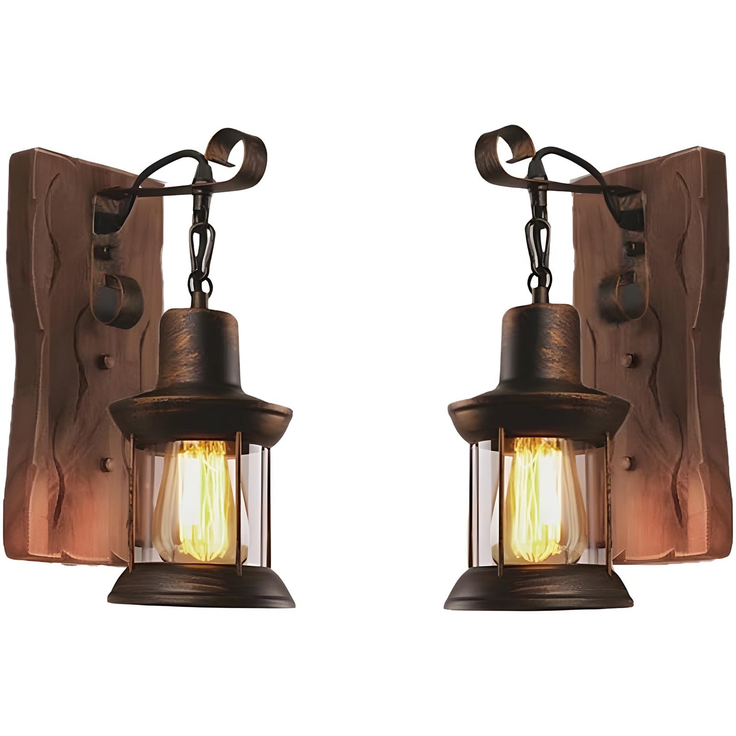 LightInTheBox Rustic Wall Sconces, Vintage Wall Sconce, Rustic Light Fixtures, Farmhouse Antique Wooden Wall Lamp for Aisle, Vanity Mirror, Hallway, Bedroom Bedside, Bar (2 Pack)
