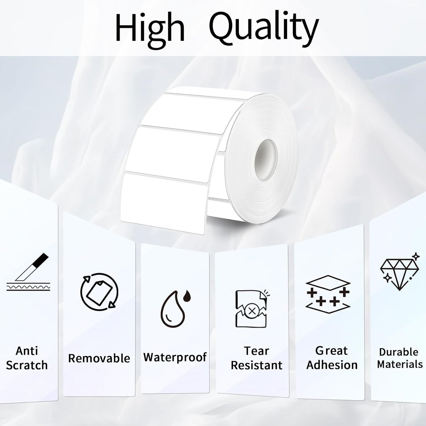 2×3 Inch White Thermal Labels Stickers, Removable Thermal Label, Waterproof Direct Thermals Stickers Perforated Lines- 300 Sheets/Rolls