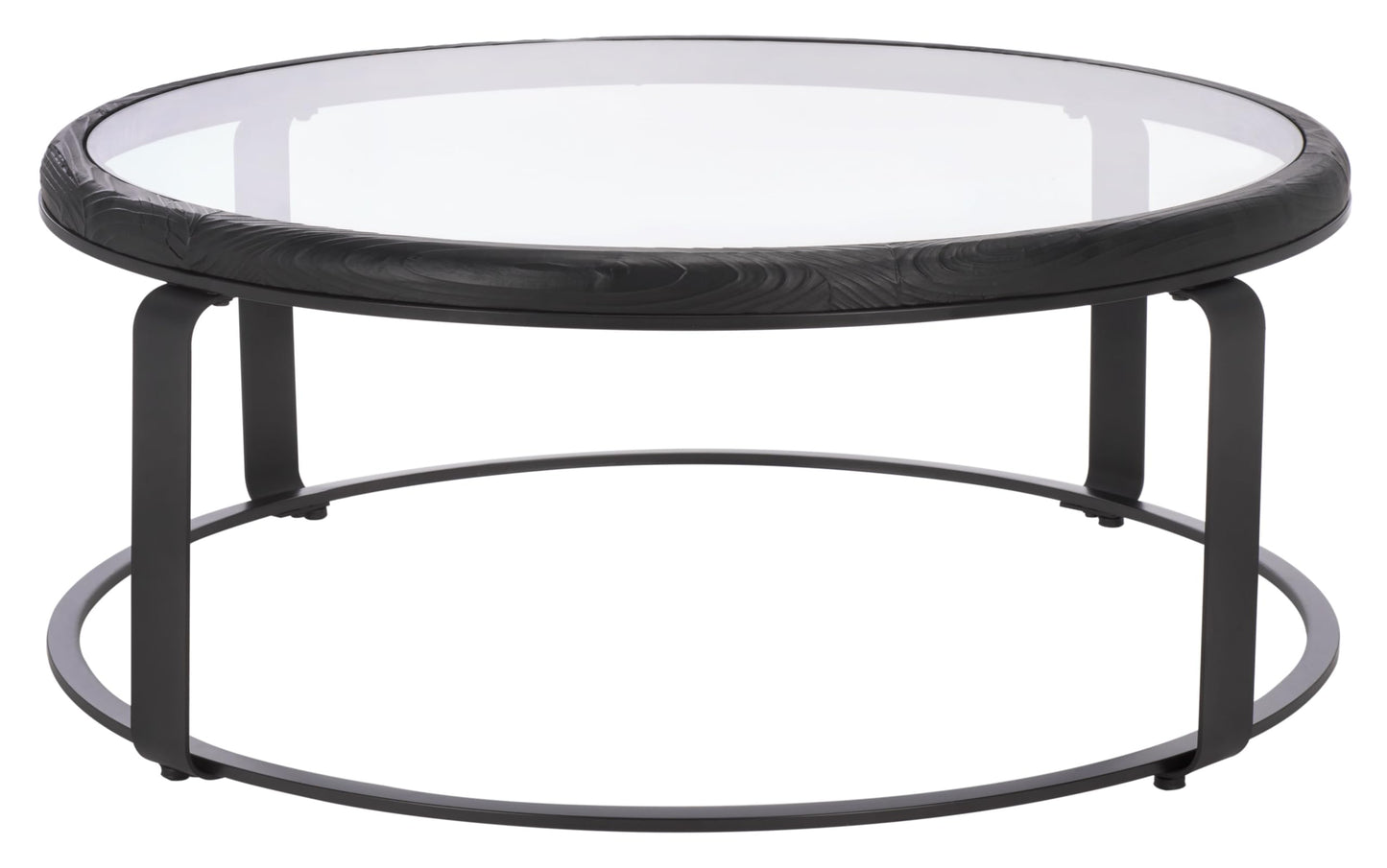 SAFAVIEH Couture Collection - Tyrese Black Metal Coffee Table, Round Clear Glass Top, Modern Minimalist Accent Table (SFV3005A)