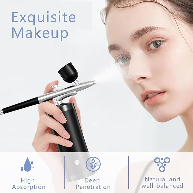 Airbrush Kit With Compressor 48PSI Rechargeable High Pressure Air Brush Set Cordless Airbrush Kit with 0.3mm Nozzle for Painting,Nail Art, Cake Decor,Makeup,Modeling (Black)