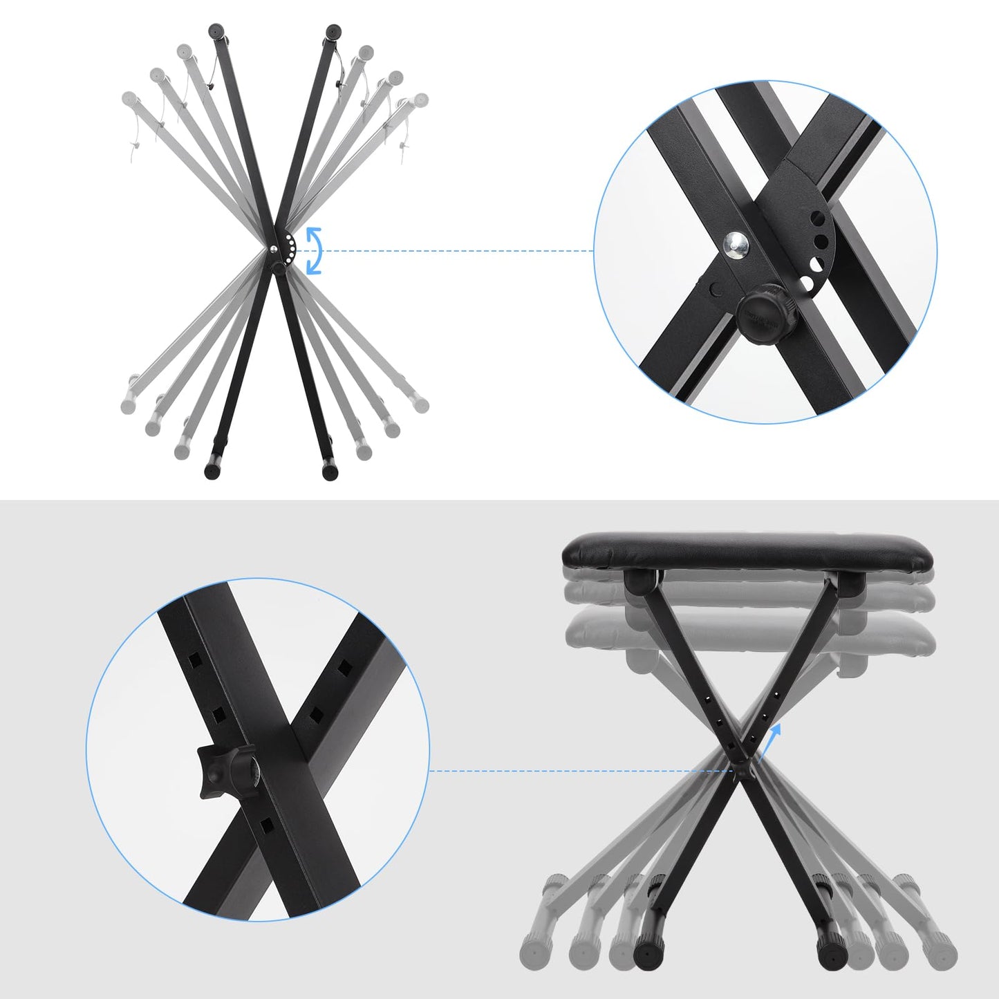 Jdfdexc Keyboard Stands And Bench Setable & Portable Digital Piano Stand With Locking Straps