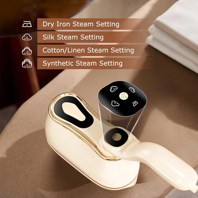 1000W Travel Steamer for Clothes, Steamer Iron For Clothes 2 in 1, Portable Steam Iron, 4 Modes LCD Display, 218ml for 25 Min Steam, 10S Fast Heat-Up, Ceramic Soleplate, 110V-120V