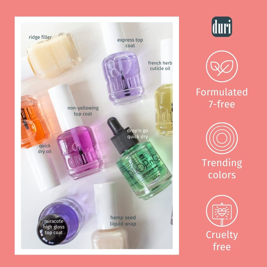 duri Nail Polish, GBD-105 Basic Beauty, French Manicure Classic 3 Piece Set, Tip, Base and Top Coat, Semi Sheer 309 Iced Roses,