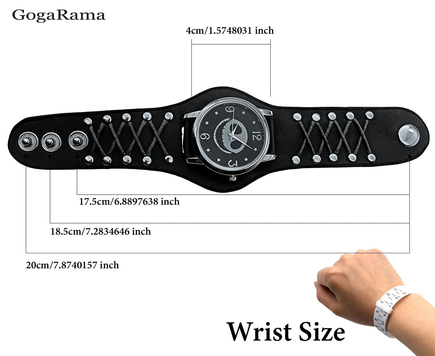 New Year Before Christmas Roman Numerals Button Leather Strap Quartz Punk Wrist Watch for Men&Women Birthday Christmas Halloween Good Gifts (Black)