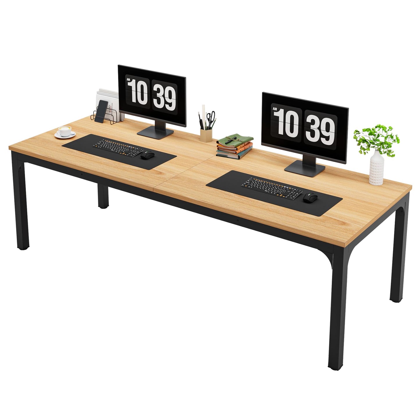 LITTLE TREE 78.7 Inches Extra Long Two Person Office Desk,Double Workstation for Home Office