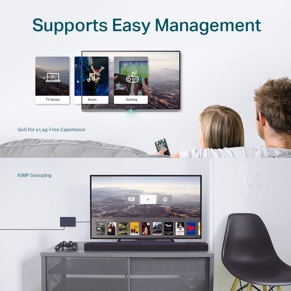 TP-Link 8 Port Gigabit Switch | Easy Smart Managed | Plug & Play | Desktop/Wall-Mount | Sturdy Metal w/ Shielded Ports | Support QoS, Vlan, IGMP and LAG (TL-SG108E)