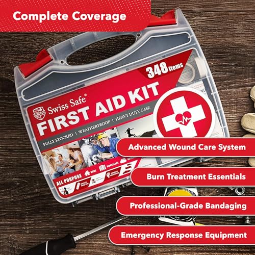 Swiss Safe 2-in-1 First Aid Kit for Car, Travel & Home, Businesses - Bonus Mini Kit for Medical Emergency Aid, Survival, C...