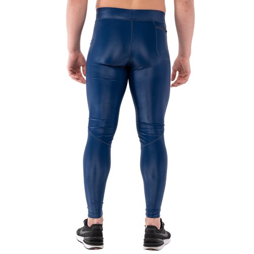 Kapow Meggings Shiny Performance Range - Shiny Compression Leggings for Men with Pockets, Athletic Base Layer (Omega, M)