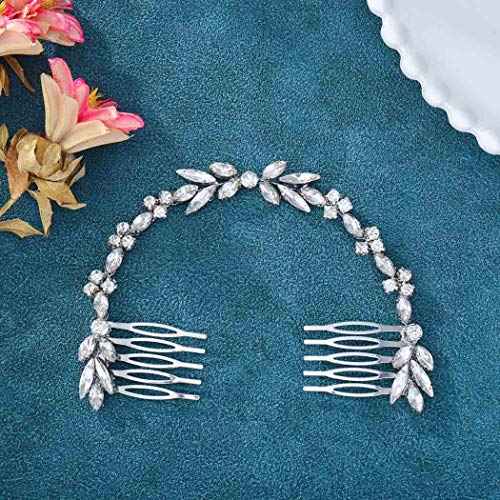 Unicra Wedding Crystal Hair Combs Bridal Headpieces Wedding Hair Accessories for Brides (Silver)