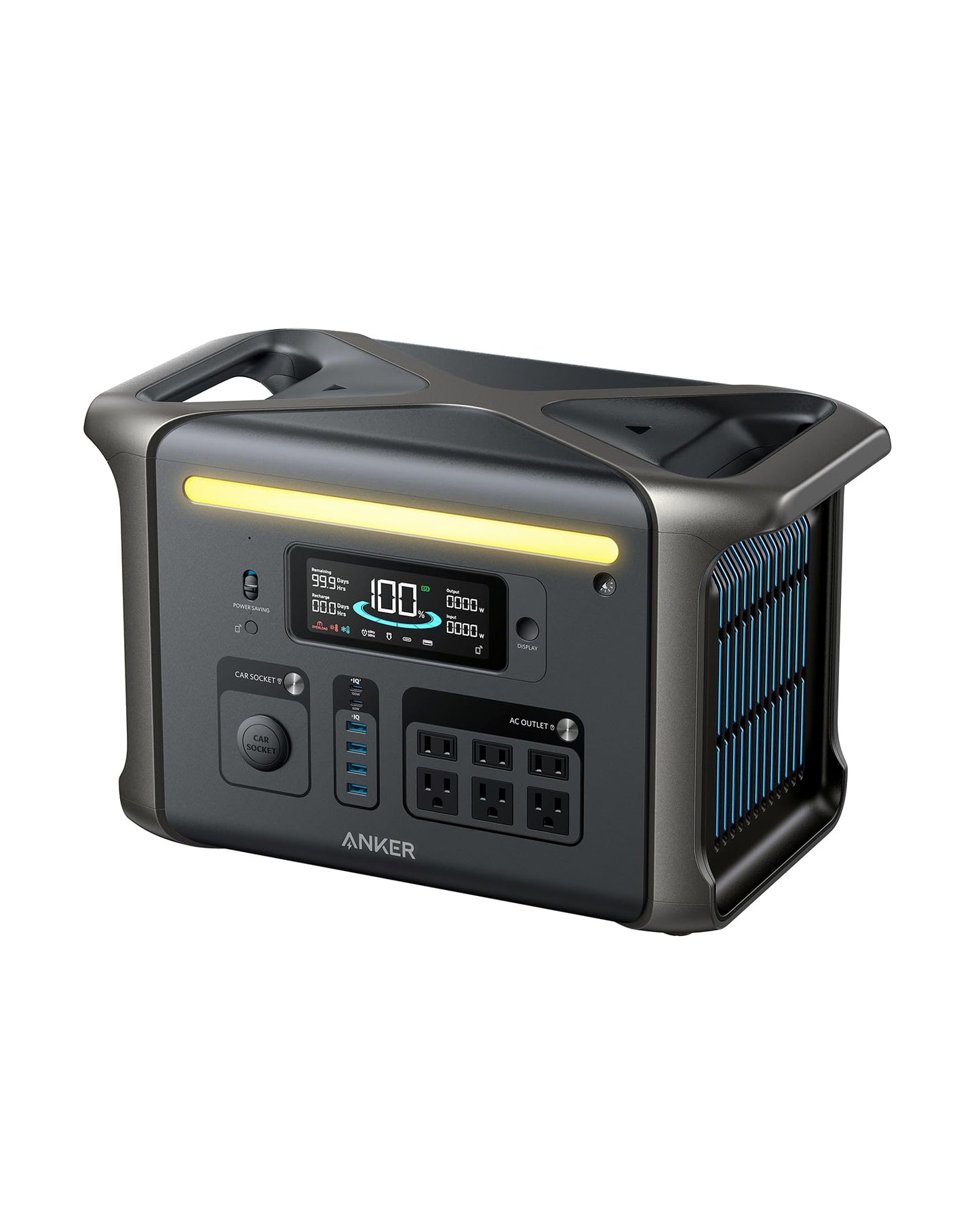 Anker Solix F1500 Portable Power Station, 1800W Solar Generator, Powerhouse Design, 1536Wh Battery Generators For Home Use, Life