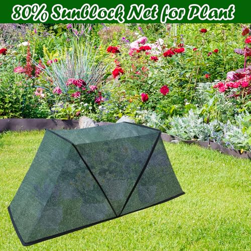 Feoang Foldable Plant Shade Tent, Raised Garden Bed Cover Plants Sun Shade Cloth with Stakes Garden Plant Protector UV Res...