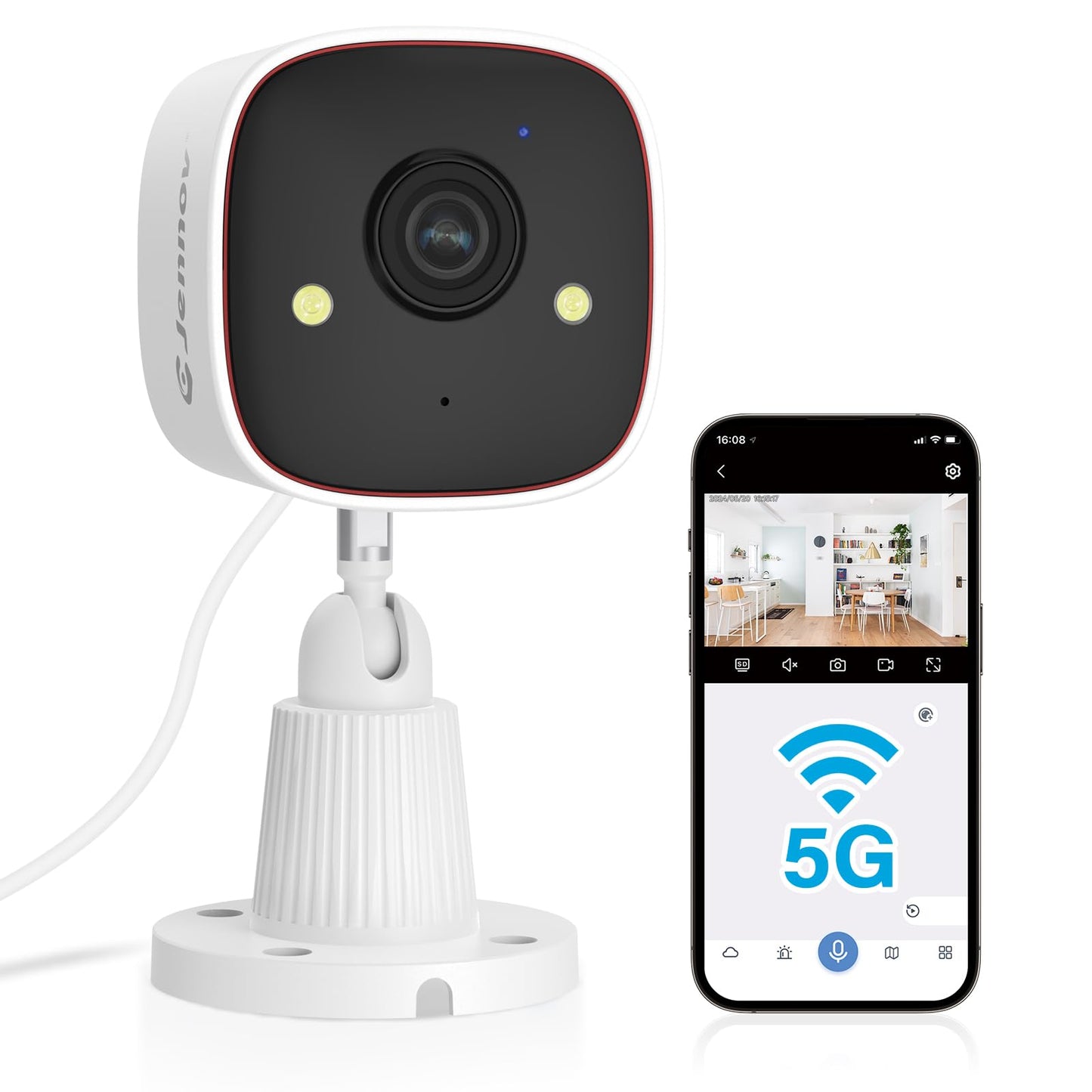 Jennov Outdoor/Indoor Security Cameras 5Ghz/2.4Ghz, 2K Hd Wifi/Color Night Vision/Motion Detection /2-Way Audio/Ip66 Waterproof
