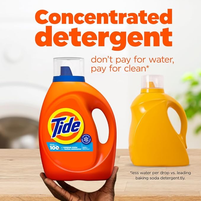 Tide Laundry Detergent Liquid, Clean Breeze Scent, 64 Loads, 80 fl oz, Works on 100% of Common Stains