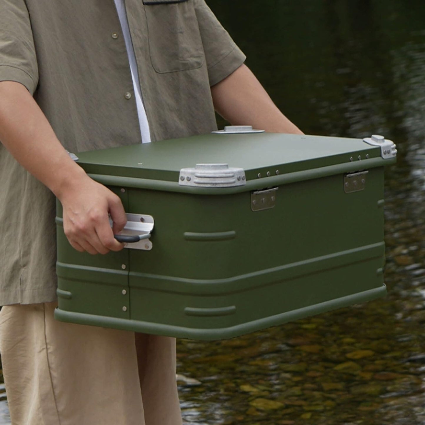 YUHUAWF Storage Trunk Aluminum Alloy Storage Box, Outdoor Portable Trunk Camping Bin, Metal Waterproof Cargo Case, Large Capacity, 30L/50L Camping Storage Box(30L)
