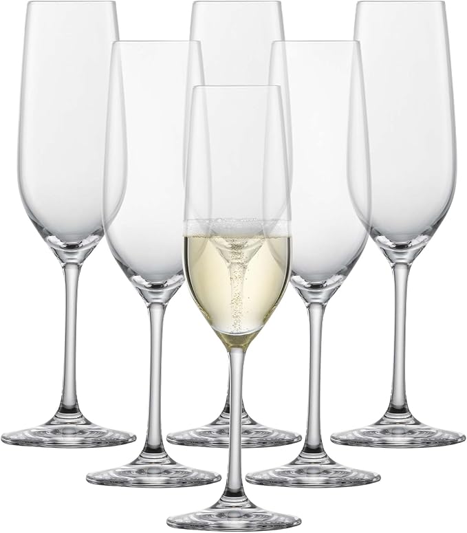 SCHOTT ZWIESEL Forté Champagne Flute (Set of 6), Champagne Glasses with Effervescence Point, Dishwasher-Safe Machine-Made ...