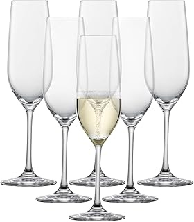 SCHOTT ZWIESEL Forté Champagne Flute (Set of 6), Champagne Glasses with Effervescence Point, Dishwasher-Safe Machine-Made ...