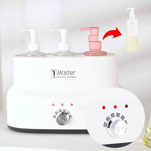 Master Massage Three Bottles Massage Oil, Lotion, Cream Warmer Heater with Empty Bottles- Massage Cream Heating Device- Salon Spa Body Therapy, White