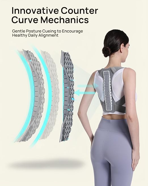 OFIR Innovative Counter-Curve Mechanics Upper Back Brace Posture Corrector for Women, High Elasticity & Premium Material Blend Back Posture Corrector for Men, Upgraded 3D Diamond Padding Airflow Brace