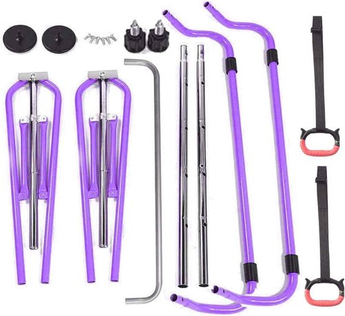 FBSPORT Gymnastics Bar for Kids with Rings，Adjustable Height Gymnastic Horizontal Bars,Junior Training Bar Children Folding Training Monkey Bars for Home Using (Purple)