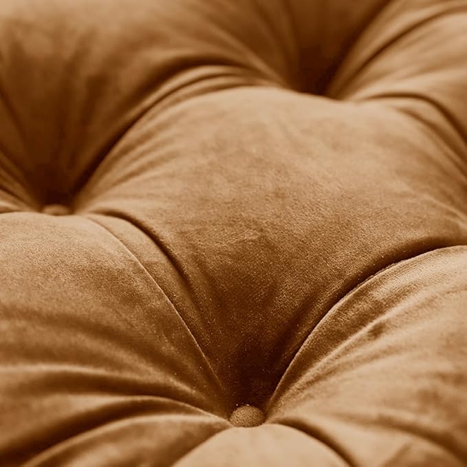 vctops Fall Soft Velvet Chair Pads with Ties Comfy Solid Seat Cushion for Dining Chairs, Office Chairs, Hardwood Floors (Dark Orange, 16"x16")