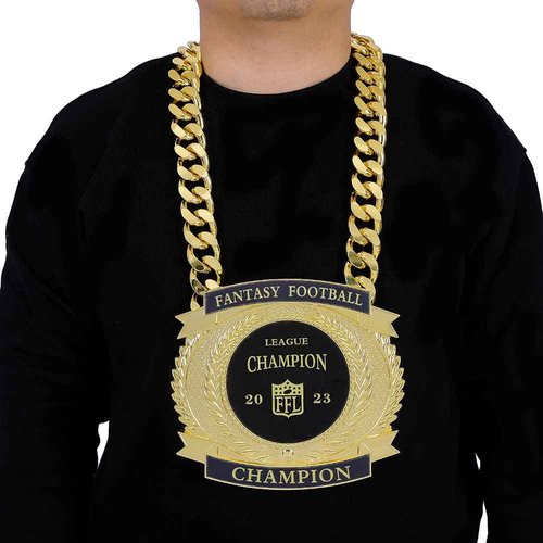 guancrown Fantasy Football Championship Medal, Champ Chains Award Winner Prize Trophy, 7-3/4″ x 7″ Large Champ Medal (Black)