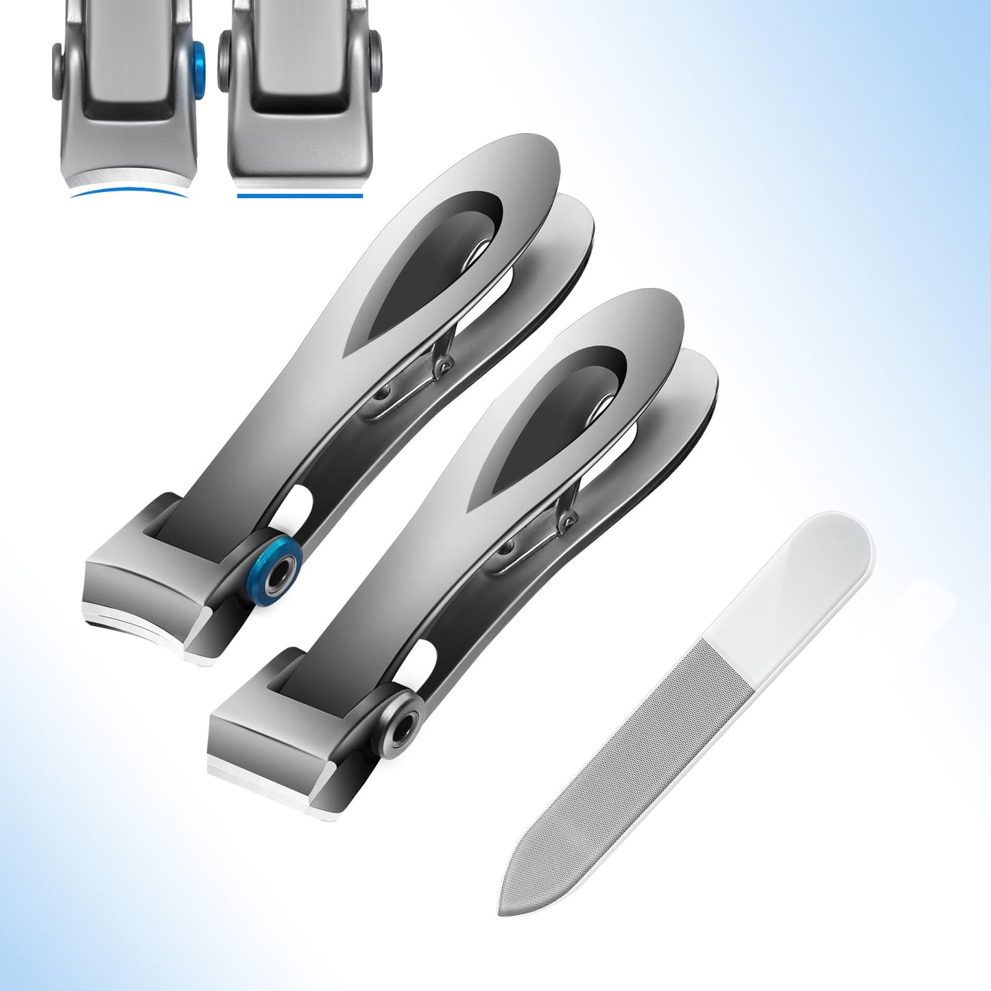 Werlla Heavy Duty Nail Clippers for Thick Toenails, Extra Large Toenail Clippers for Thick Nails, Curved & Straight Nail Cutter and Straight Nail Clipper Set, Silver