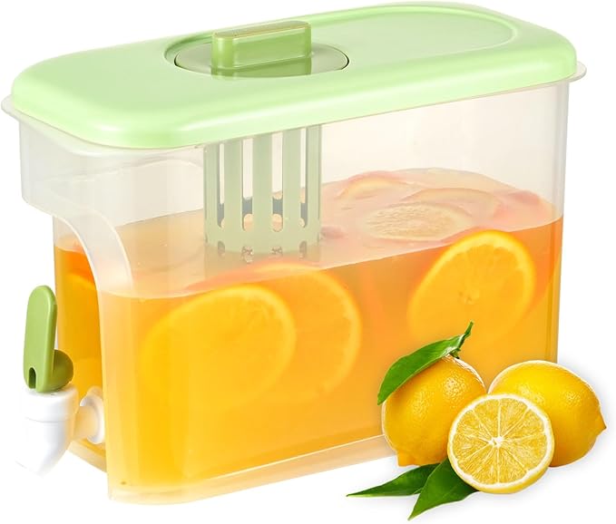 RAMFIYN 1 Gallon Drink Dispenser for Fridge, Water Container with Spigot, Upgraded Gallon Water Dispenser Ice Tea Pitcher ...