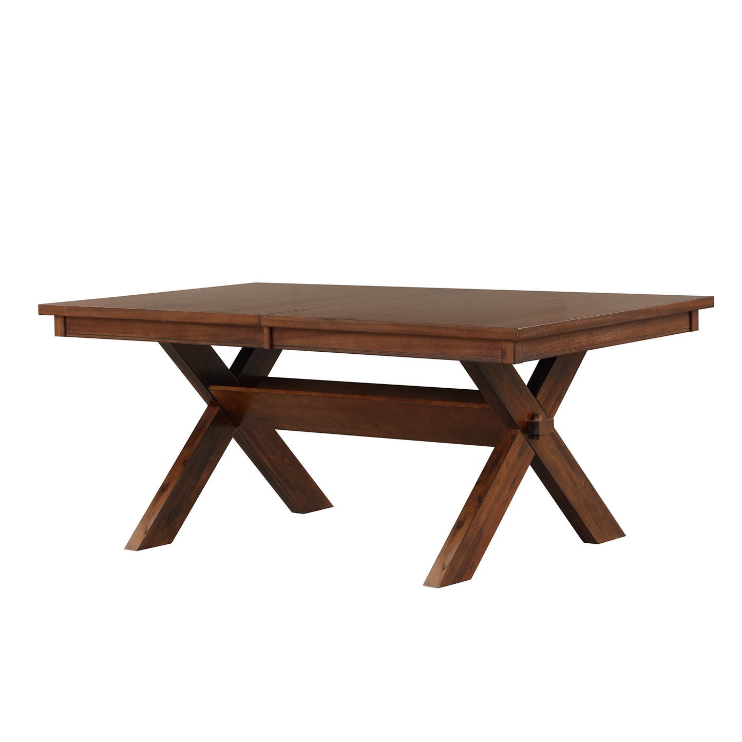 Karven Wood Trestle Extendable Dining Table with Leaf, Dark Hazelnut