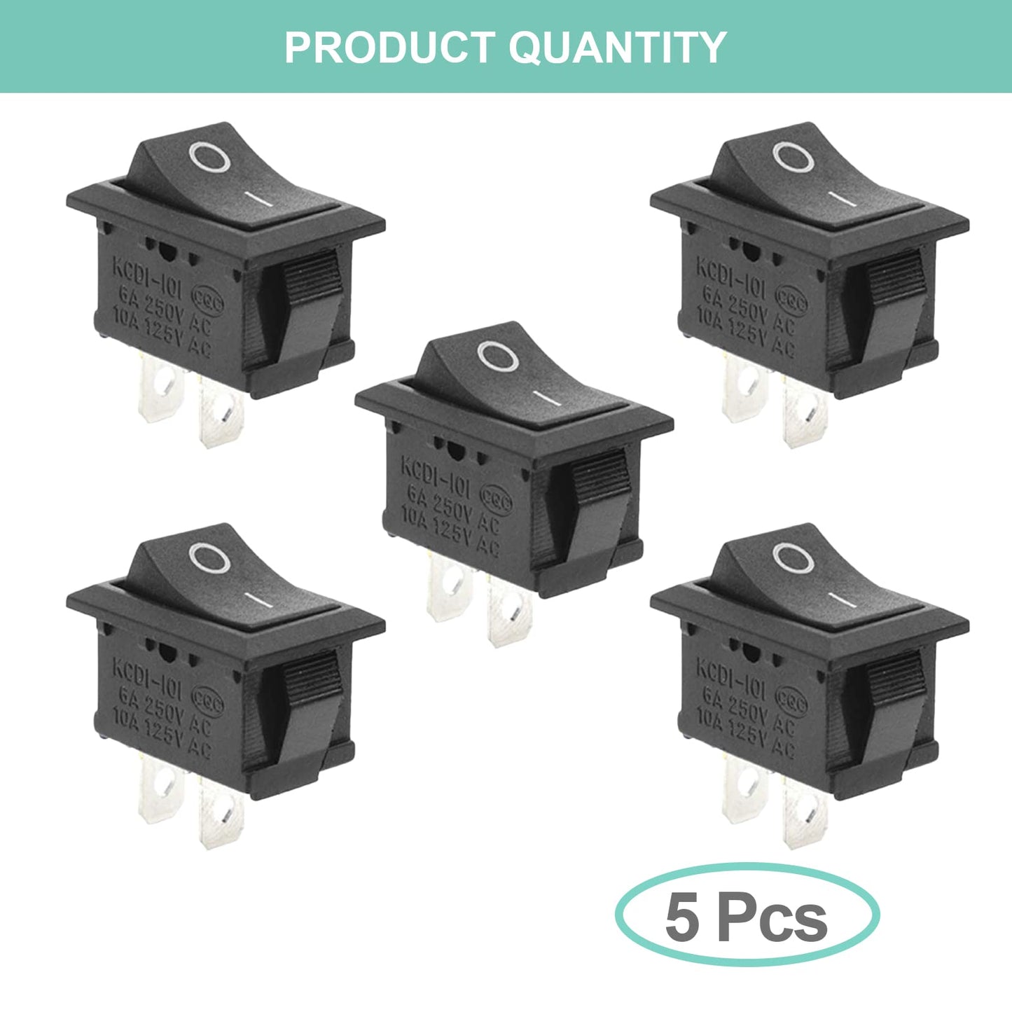 QTEATAK 5Pcs On/Off Boat Rocker Switch 5Pcs 2 Pin 2 Position Snap 12V 110V 250V